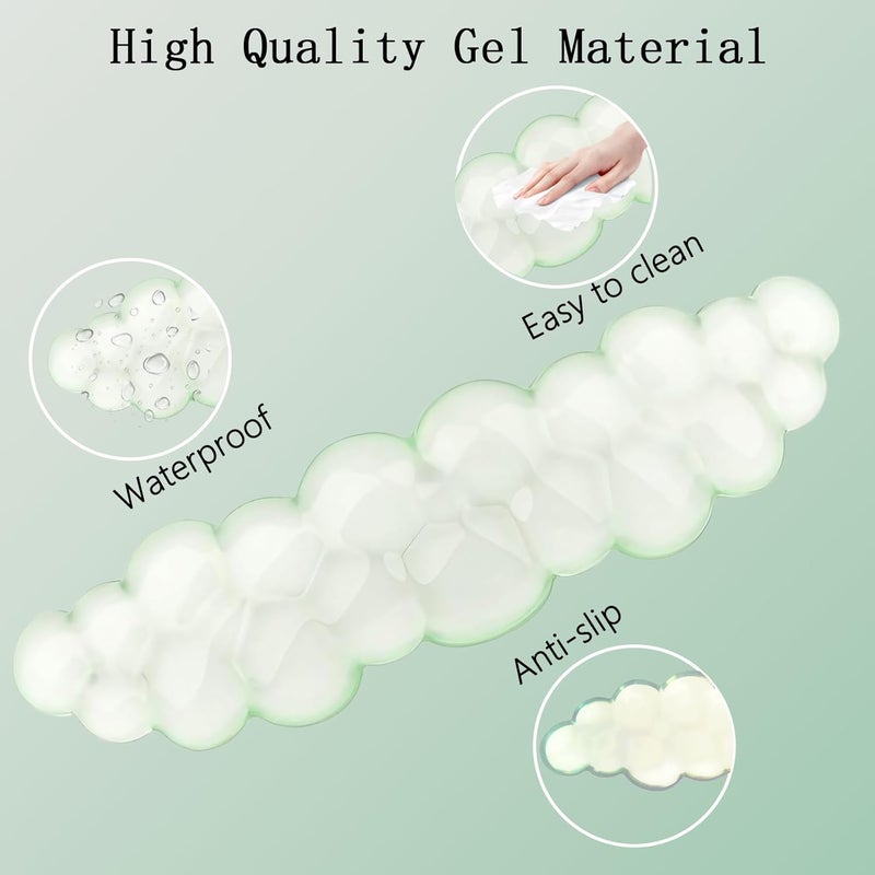 WFCYGL Gel Cloud Wrist Rest Keyboard Clear Green Mouse Pad with Wrist Rest Set 3PCS Ergonomic Cool Keyboard Wrist Pad Cute Acrylic Coaster Non-Slip Base Cute Transparent Mouse Wrist Pad Support for Computer - Image 5